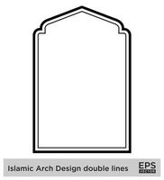 islamico arco design Doppio Linee schema lineare nero ictus sagome design pittogramma simbolo visivo illustrazione vettore