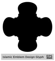 islamico emblema design glifo nero pieno sagome design pittogramma simbolo visivo illustrazione vettore