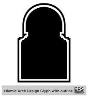 islamico arco design glifo con schema nero pieno sagome design pittogramma simbolo visivo illustrazione vettore