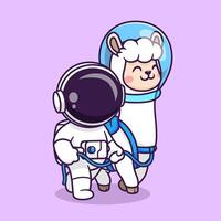 carino astronauta con lama astronauta cartone animato vettore icona illustrazione. scienza animale icona concetto isolato premio vettore. piatto cartone animato stile