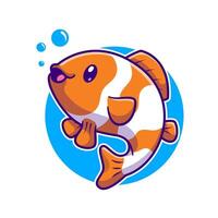 carino pesce pagliaccio nuoto cartone animato vettore icona illustrazione. animale natura icona concetto isolato premio vettore. piatto cartone animato stile