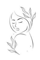 silhouette di un' bellissimo donna, femmina viso. femmina viso. design elemento per bellezza salone. nero e bianca vettore illustrazione