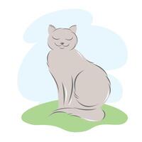 carino gatto, domestico animale. divertente gattino con amichevole Sorridi. colorato vettore illustrazione per bambini nel cartone animato stile