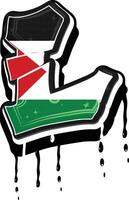 Palestina bandiera mano lettering tipografia vettore modello