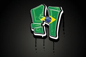 brasile bandiera h mano lettering graffiti vettore modello