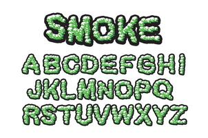 canapa Fumo bolla alfabeti vettore modello