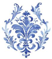 acquerello blu damasco ornamento. classico Vintage ▾ ornamento vettore