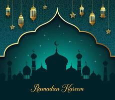 Ramadan kareem vacanza bandiera con musulmano moschea vettore