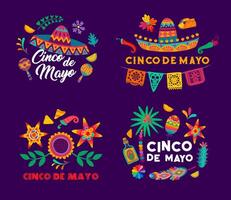 cinco de mayo messicano vacanza colorato banner vettore
