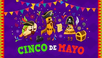 cinco de mayo bandiera con messicano cibo pirati vettore