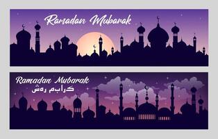 Ramadan kareem vacanza striscione, arabo città moschea vettore