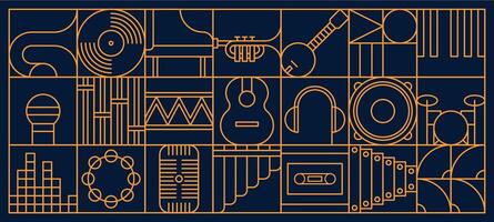 musica e divertimento nel linea geometrico modello vettore