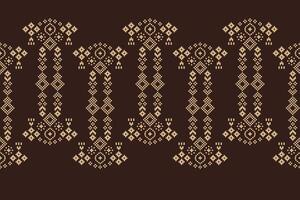tradizionale etnico motivi ikat geometrico tessuto modello attraversare punto.ikat ricamo etnico orientale pixel Marrone sfondo. astratto, vettore, illustrazione. trama, sciarpa, decorazione, carta da parati. vettore