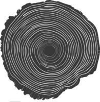 ai generato silhouette albero anelli legna nero colore solo vettore