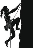 ai generato silhouette parete arrampicata donna sport nero colore solo vettore