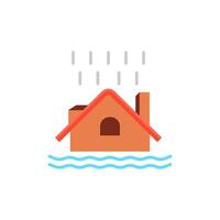 icona rumah banjir karena Hujan, rumah dalam gelombang aria, tingkat kenaikan Banjir, latar belakang putih - ilustrasi Vektor sapuan yang dapat disgregante vettore