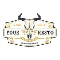 Manzo resto retrò classico Vintage ▾ logo vettore