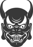 ai generato silhouette giapponese tradizionale maschera hannya maschera nero colore solo vettore