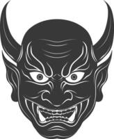 ai generato silhouette giapponese tradizionale maschera demone maschera nero colore solo vettore