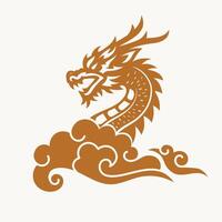 tradizionale rosso Cinese Drago con chines nube stile, vettore