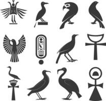 ai generato silhouette collezione di antico egiziano geroglifici simbolo logo nero colore solo vettore