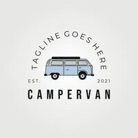 camper furgone auto logo vettore Vintage ▾ illustrazione disegno, estate campo rv
