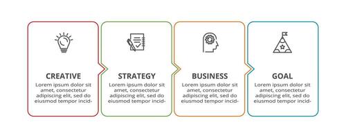 creativo concetto per Infografica con 4 passi, opzioni, parti o processi. attività commerciale dati visualizzazione. vettore