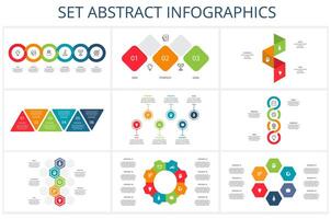 impostato astratto elementi di grafico, diagramma con passi, opzioni, parti o processi. modello per infografica, presentazione. vettore