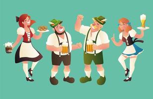 persone che si godono l'oktoberfest vettore