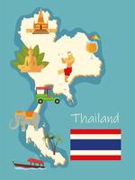 mappa e icone della thailandia vettore