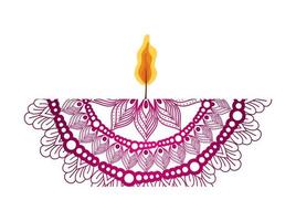 mandala di colore rosa con una candela su sfondo bianco vettore