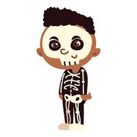 bambino con costume da scheletro vettore