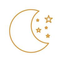 luna con stelle linea stile icona disegno vettoriale