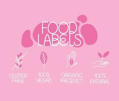 lettere di etichette per alimenti ecologici vettore
