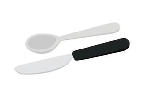 cucchiaio e coltello su sfondo bianco vettore