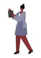 donna di colore con disegno vettoriale di lavoro tablet