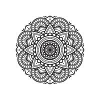 semplice cerchio fioriture di acromatico nero e bianca mandala forma Linea artistica vettore