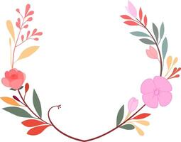 floreale il giro telaio con colorato pianta. fiore e foglia decorazione per saluto carta e invito. Vintage ▾ botanico confine. vettore