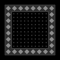 semplice nero bandana decorato con bianca geometrico ornamento quello può essere applicato per tessuti di vario colori vettore