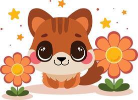 piatto design vettore carino kawaii adorabile bambino animale cartone animato personaggio primavera natura