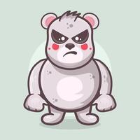 grave polare orso animale personaggio portafortuna con un arrabbiato espressione isolato cartone animato vettore