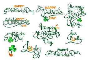 contento st. Patrick giorno. impostato di manoscritto scritta. vettore illustrazione.