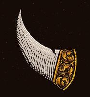 illustrazione di vichingo corno con incisione ornamento stile vettore