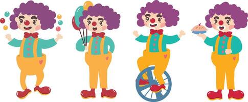 clown giocando e contento vettore illustrazione