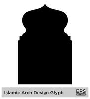 islamico arco design glifo nero pieno sagome design pittogramma simbolo visivo illustrazione vettore