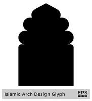 islamico arco design glifo nero pieno sagome design pittogramma simbolo visivo illustrazione vettore