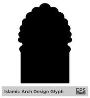 islamico arco design glifo nero pieno sagome design pittogramma simbolo visivo illustrazione vettore