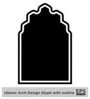 islamico arco design glifo con schema nero pieno sagome design pittogramma simbolo visivo illustrazione vettore