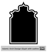islamico arco design glifo con schema nero pieno sagome design pittogramma simbolo visivo illustrazione vettore