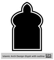 islamico arco design glifo con schema nero pieno sagome design pittogramma simbolo visivo illustrazione vettore